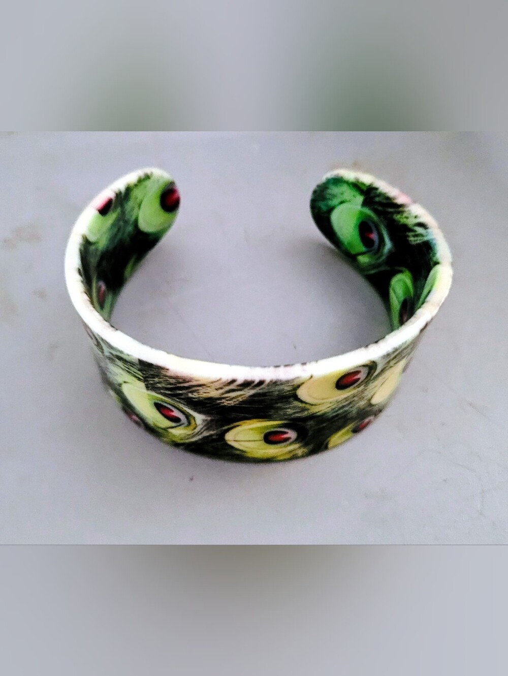 Green Peacock Feather Cuff Bracelet - Women's Jewelry